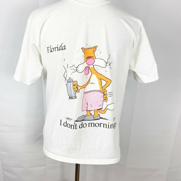 Vintage 1990 Graphic T-shirt I don't do mornings - Picture 1 of 6